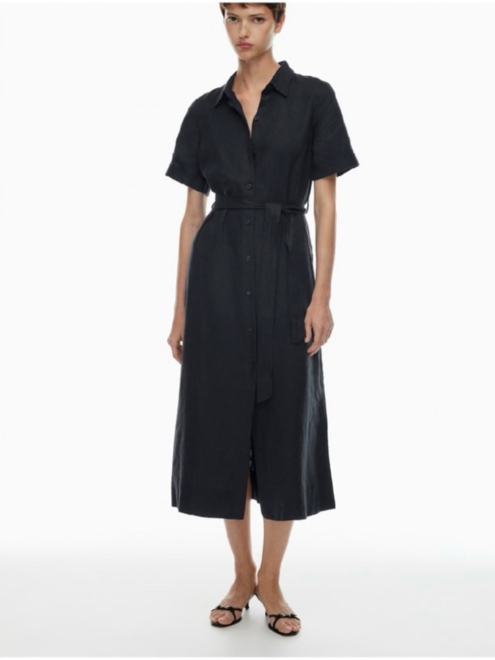Wilfred Eleta Linen Maxi Shirt Dress Black
